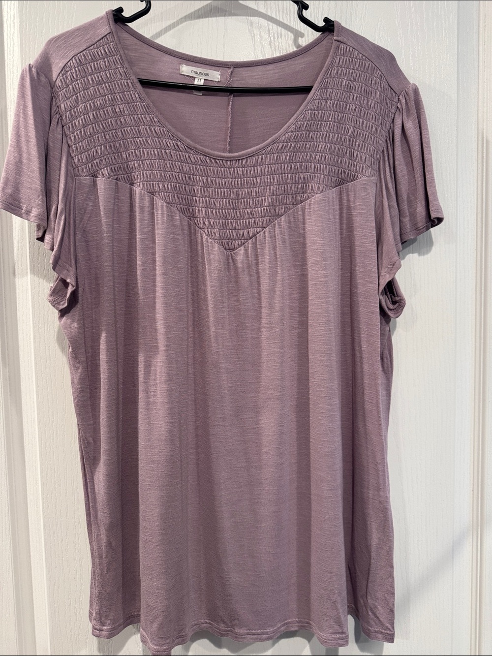 Maurices Mauve Smocked Yoke Flutter Sleeve Top XL